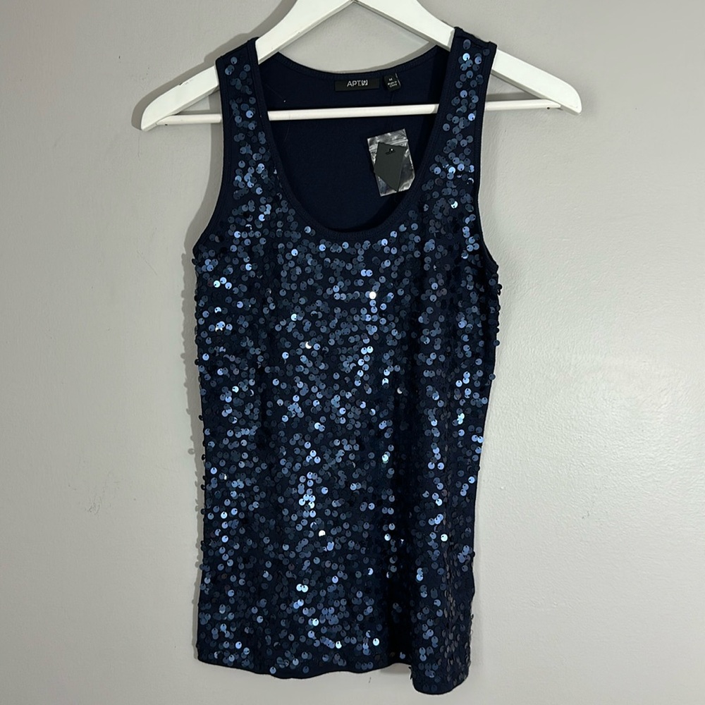 Apt. 9 Women's Navy Sequin Tank Top